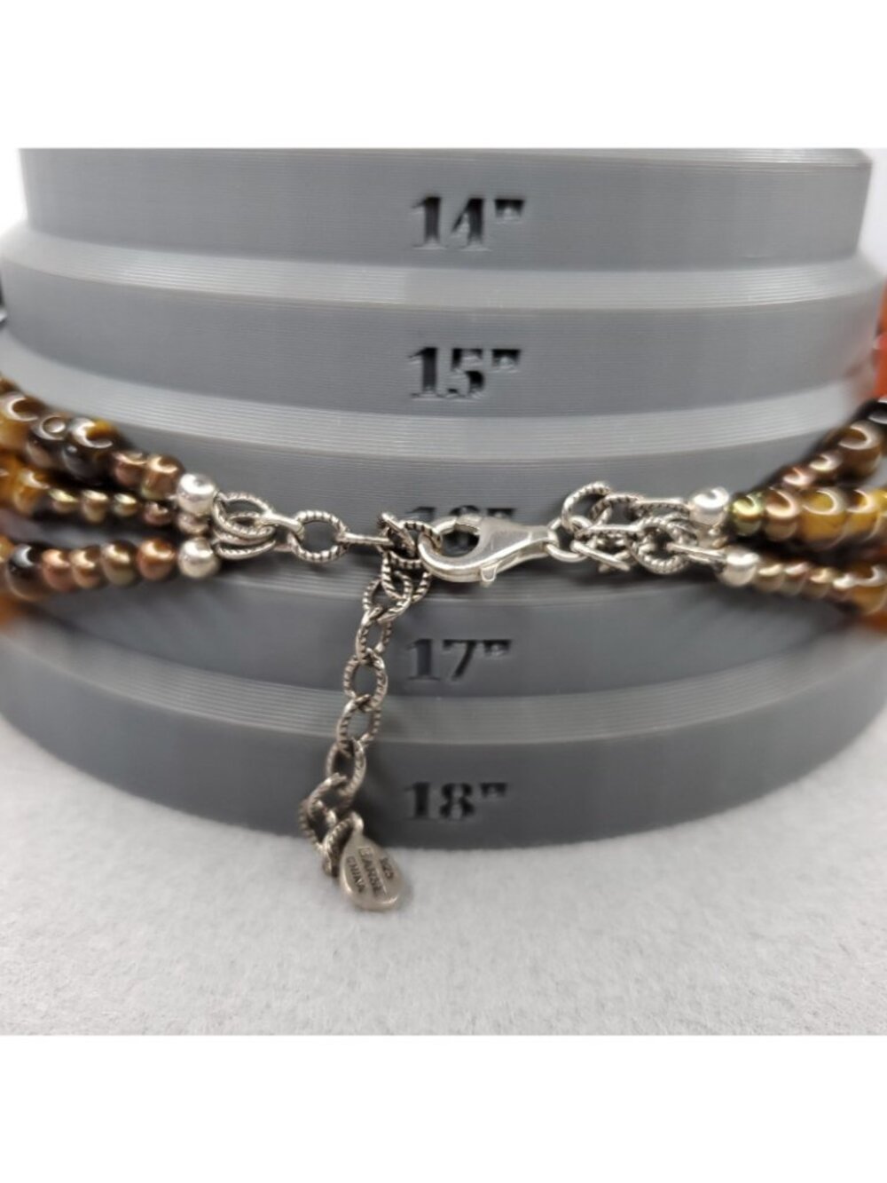 Barse Beaded Necklace Turquoise Carnelian Sterling Silver Multi Strand 18" - Picture 6 of 6